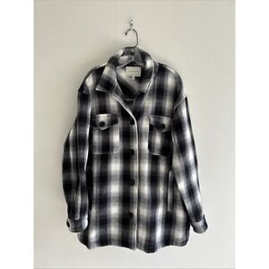 Lucky Brand Buffalo Plaid Shacket Womens M Oversized Shirt Jacket Fall Winter